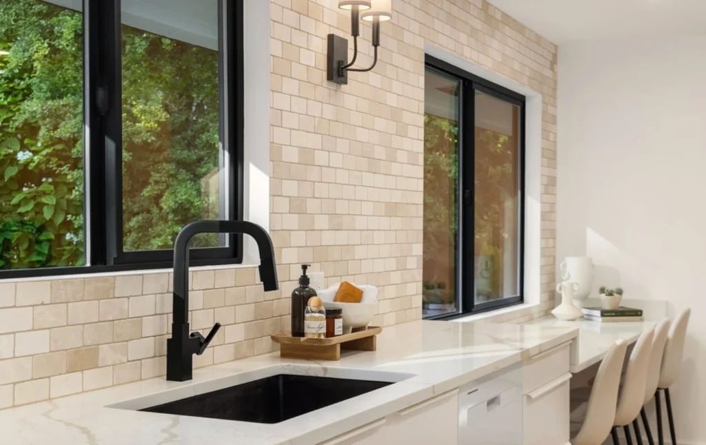Modern White Kitchen Remodel With Black Accents