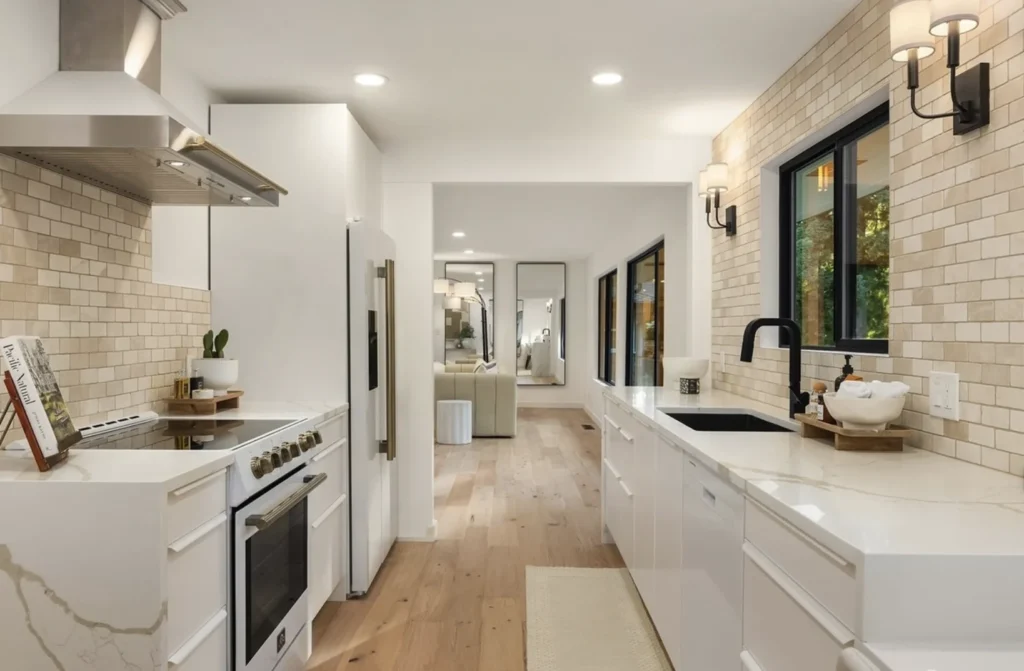 Freshly Remodeled Modern White Kitchen In Residential Home