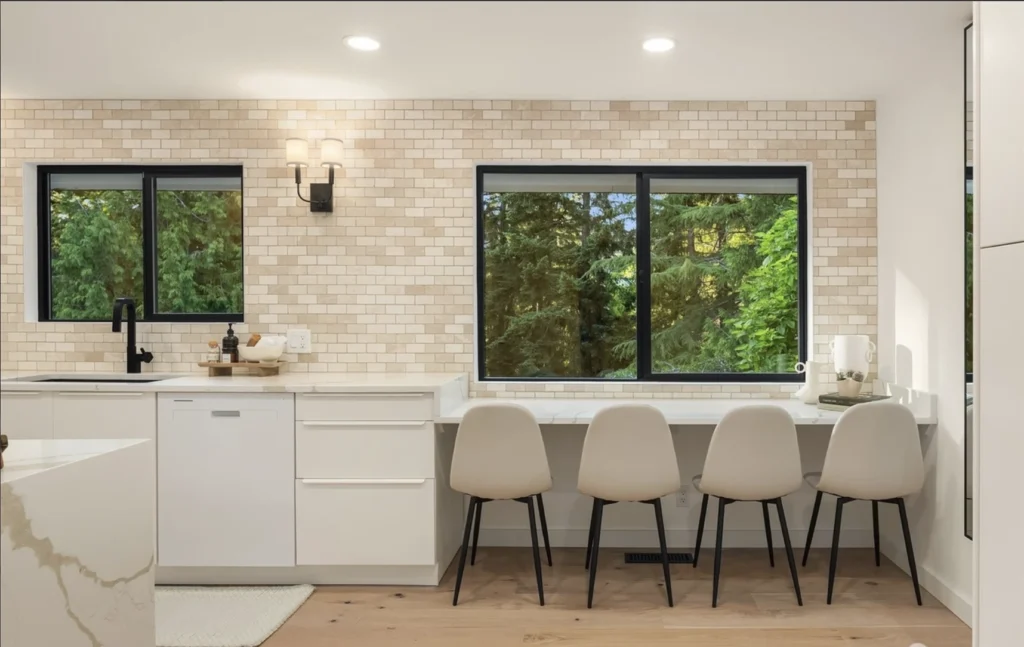 Modern White Kitchen Remodel With Black Accents