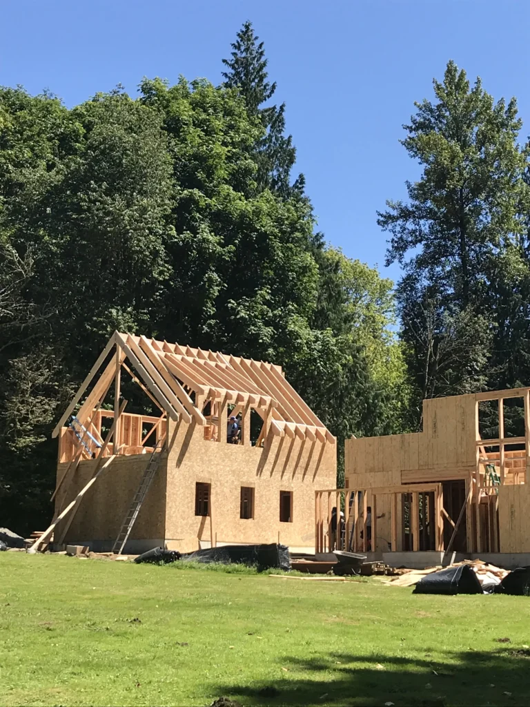 Custom Home Build In Progress With Framing & Roof On