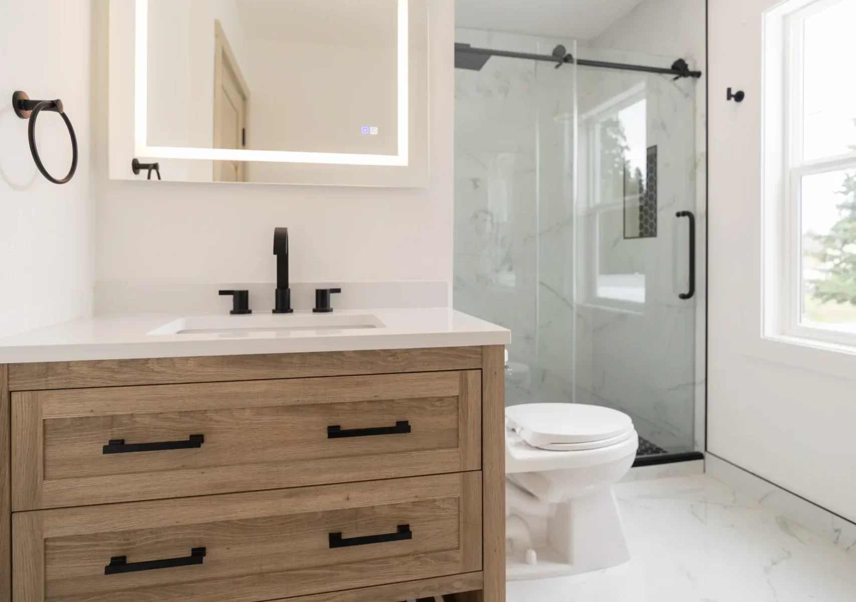Modern White & Wood Bathroom